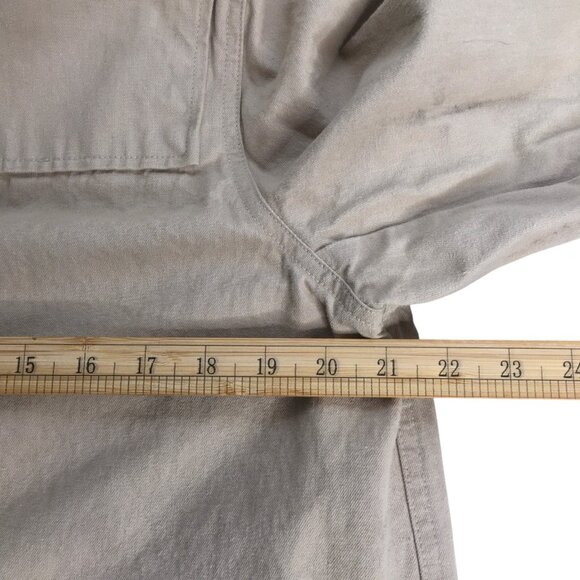 Denim & Co Chore Barn Jacket Medium Beige Hood Toggle Duffle Coat Fleece Lined - Picture 12 of 16